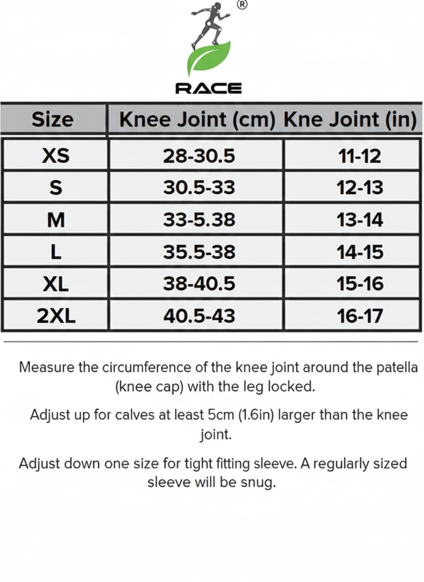 RACE FITNESS 7mm Knee Support Neoprene Sleeves for Weight Lifting, Gym, Cross Training, Fitness, Squats, Powerlifting