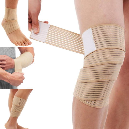 RACE Elastic Knee Compression Bandage Wraps (Pack of 2) Support for Ankle, Knee, Elbow Pain Relief, Sports & Workout | Can Be Used For Squats and Powerlifting