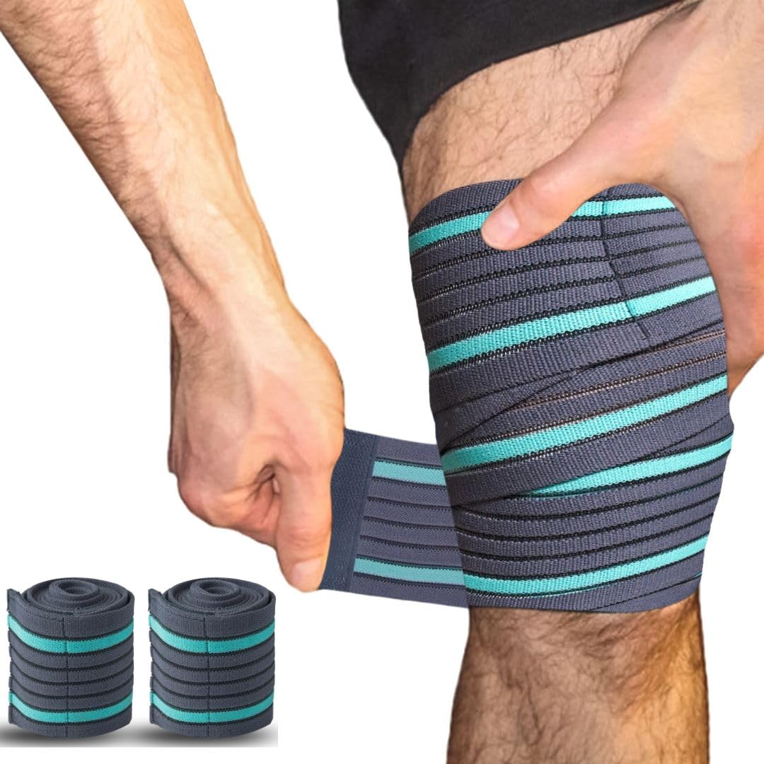 RACE Elastic Knee Compression Bandage Wraps (Pack of 2) Support for Ankle, Knee, Elbow Pain Relief, Sports & Workout | Can Be Used For Squats and Powerlifting