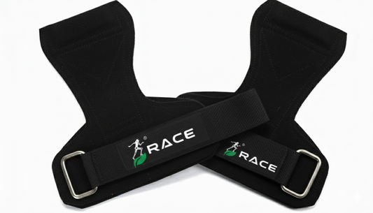 RACE FITNESS Weight Lifting Hook Straps - Leather Lifting Straps Reduce Cellulose | Weightlifting for Deadlift and Powerlifting, Neoprene Padded Gym Lifting Straps for Women Men (Leather)