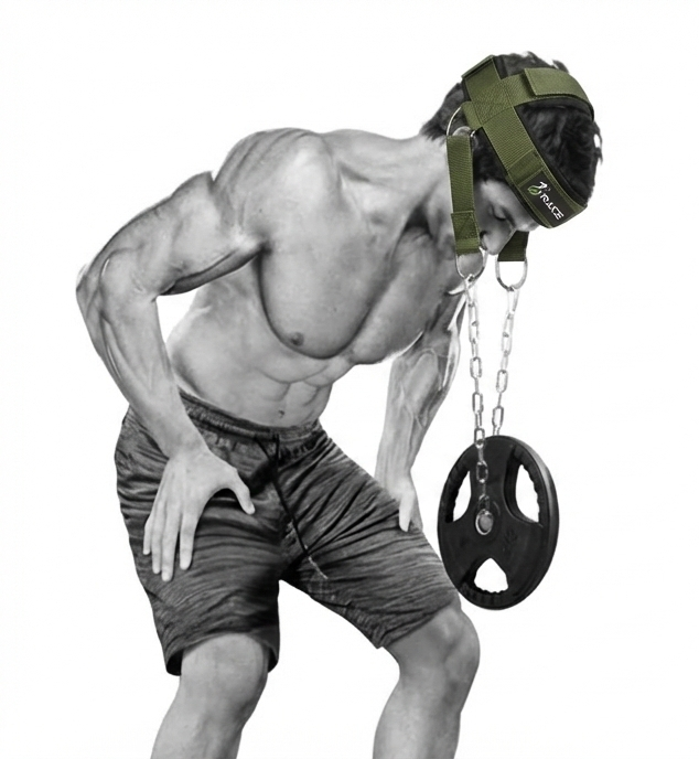 Race Fitness Neck and Head Strengthening Equipment Weight Harness Thick Padded Adjustable Strap with Heavy Duty Steel Chain & Rings for Gym Crossfit Fitness Training Injury Rehab