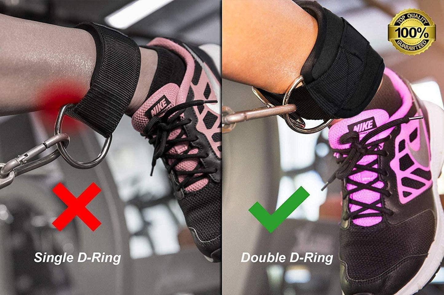 Race Fitness Ankle Straps For Gym With Metal D-rings Unisex Ankle Strap For Cable Machine Exercise Padded Ankle Bands For Leg Extensions, Kickback Ankle Gym Accessories For Men and Women Workout