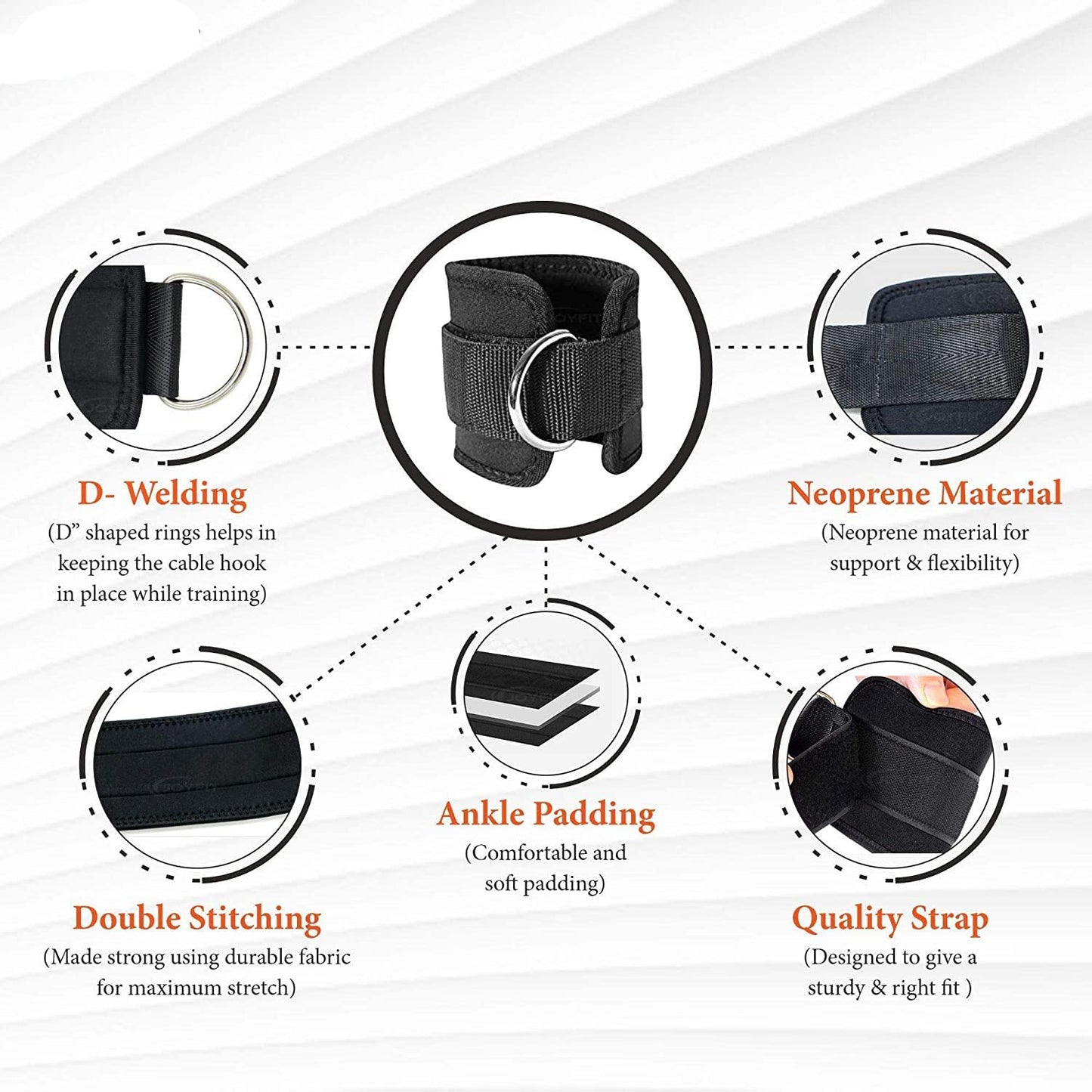 Race Fitness Ankle Straps For Gym With Metal D-rings Unisex Ankle Strap For Cable Machine Exercise Padded Ankle Bands For Leg Extensions, Kickback Ankle Gym Accessories For Men and Women Workout