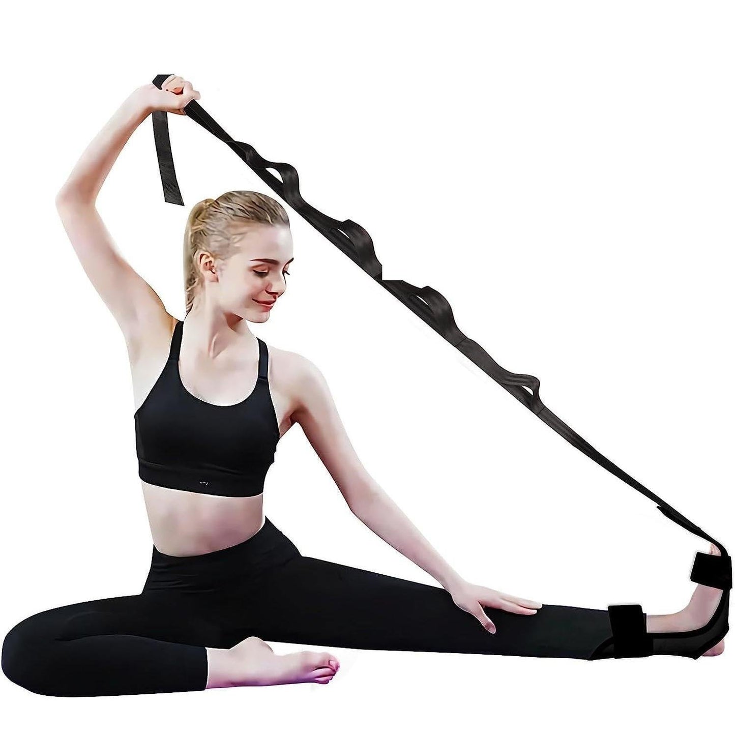 RACE® Yoga Belt for Women Men, 5 Loops Yoga Strap for Stretching, Yoga Bands for Yoga Exercise Fitness Rehabilitation Ligament Ankle Joint Correction Hemiplegia Training